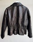 Sable Cropped Leather Belted Jacket