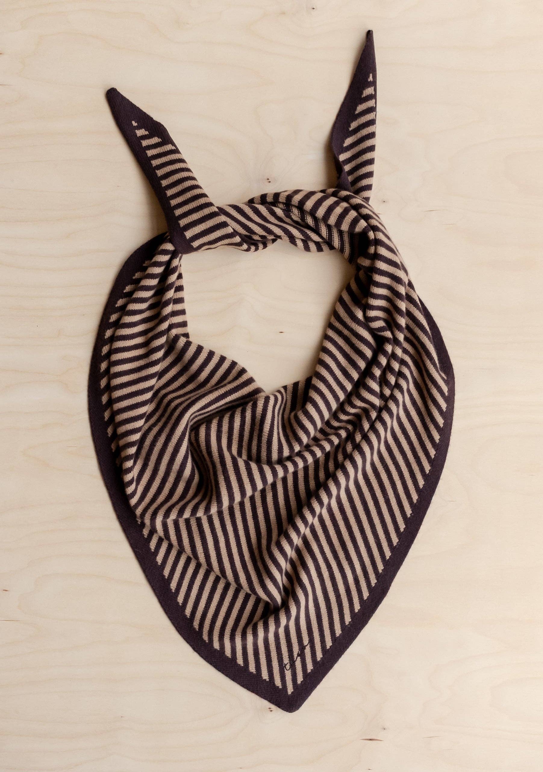 TBCo | Large Merino Triangle Scarf in Camel Stripe