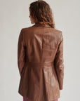 Cognac Leather Midi Jacket