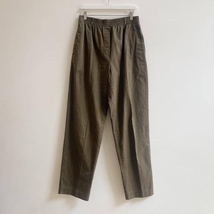 Olive Cotton Easy Pants