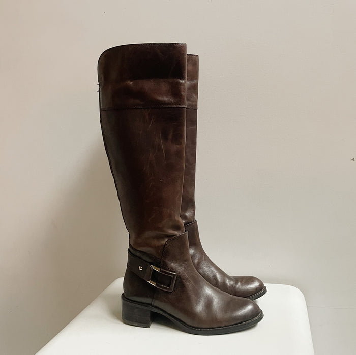 Mohagany Tall Leather Riding Boots | Size 7