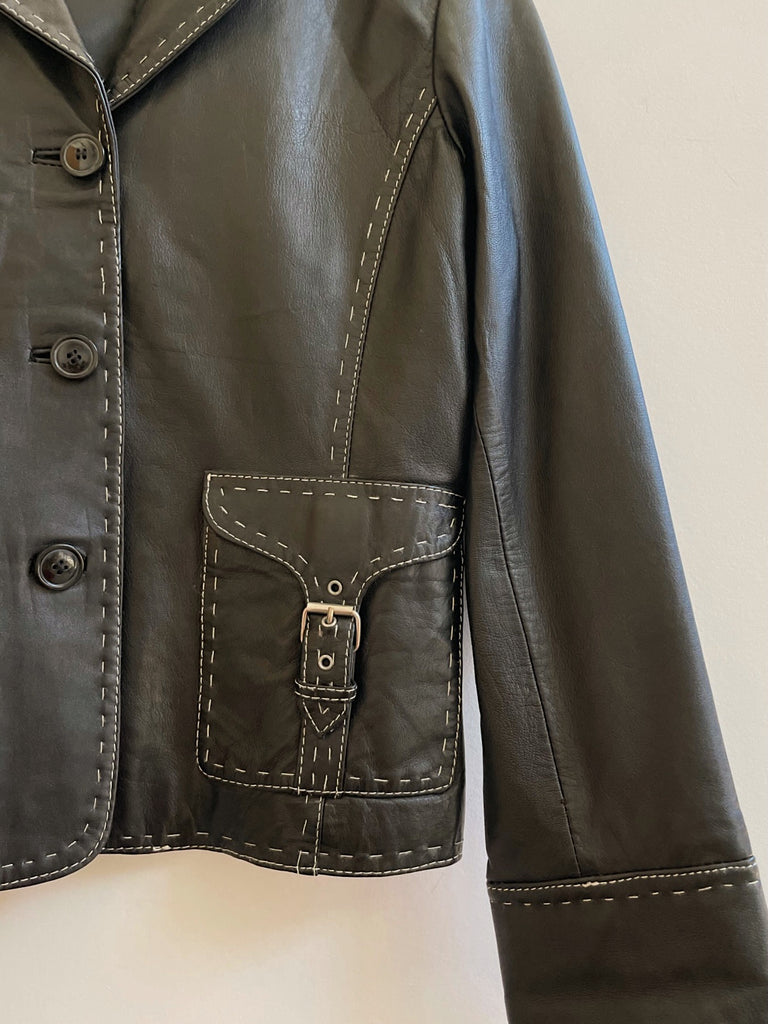 Ebony Leather Whipstitch Jacket