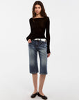 CUBIC - CUBIC Washed Denim Knee-Length Shorts: Blue / S - Hey Jude
