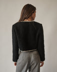 Black Boucle Jacket With Contrast Trim