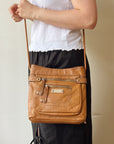 Cognac Croc Leather Crossbody
