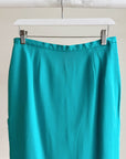 Aqua Silk Straight Midi Skirt - Hey Jude