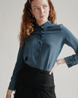 Azure Geometric Silk Blouse