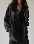 Obsidian Leather Bomber Jacket