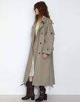 Cubic | Cotton Oversized Mid-Length Trench in Dark Sea Green