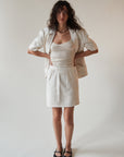 Ivory Raw Silk Blazer Two Piece Set