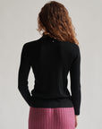 Black Silk Ribbed Turtleneck