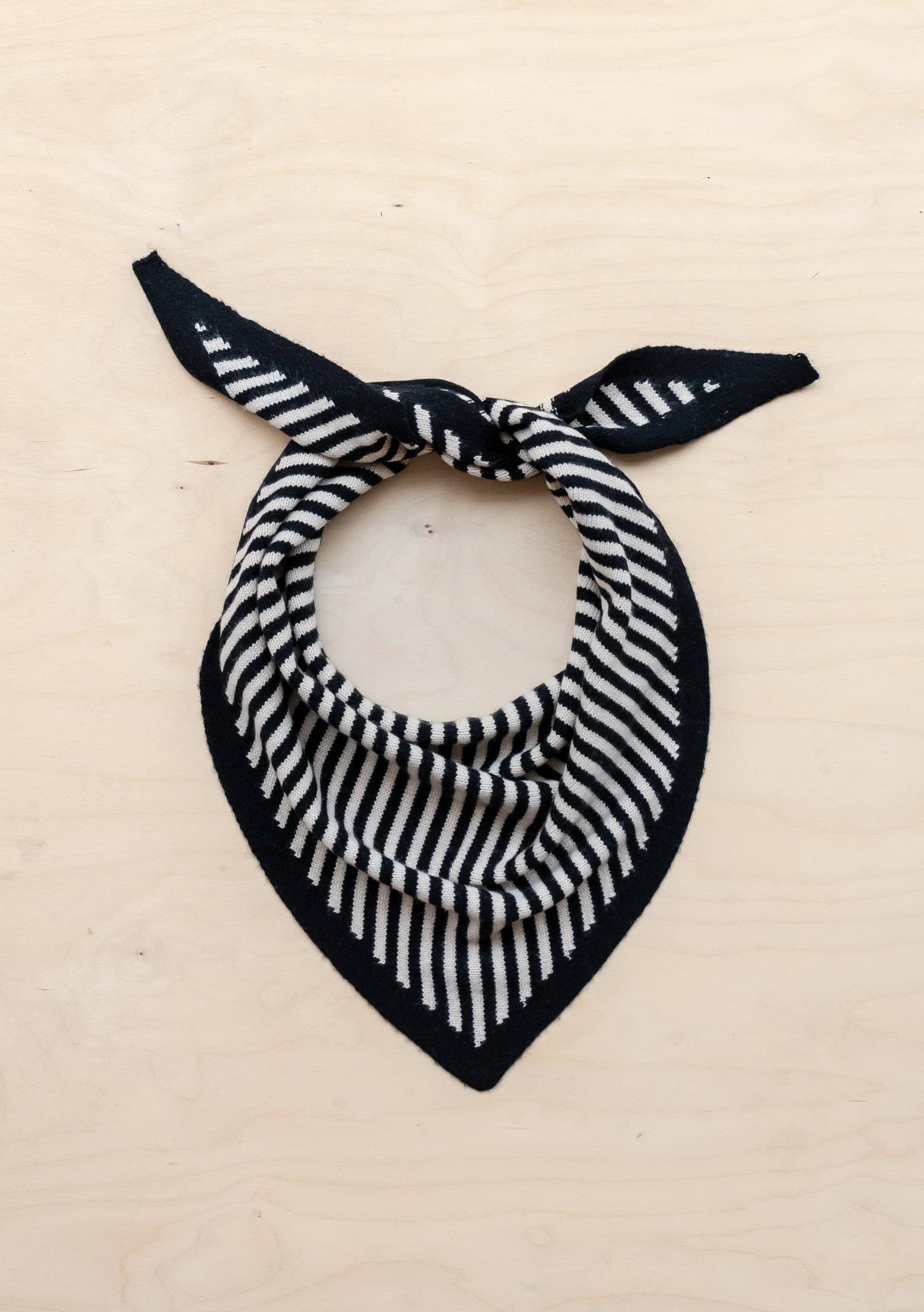 TBCo | Merino Triangle Scarf in Black Stripe