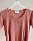 Dusty Pink Silk Ribbed Tee - Hey Jude