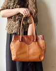 Ginger Two-Tone Leather Shoulder Bag