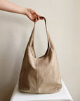 Suede Leather Hobo Bag in Dust