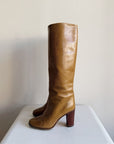 Camel Leather Knee-High Boots | Size 36