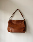 Chestnut Leather Fold Over Bag - Hey Jude
