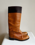 Tobacco Two-Tone Leather Riding Boots | Size 38