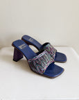 Indigo Woven Leather Mules | Size 37