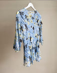 Sky Blue Floral Silk Tie Top