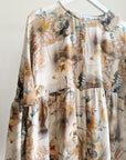Abstract Print Silk Smock Blouse
