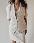 Ivory Raw Silk Blazer Two Piece Set