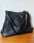 Black Pebbled Leather Shoulder Bag - Hey Jude