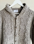 Grey Wool Knit Hooded Cardigan