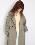 Cubic | Cotton Oversized Mid-Length Trench in Dark Sea Green