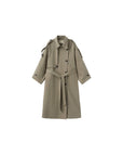 Cubic | Cotton Oversized Mid-Length Trench in Dark Sea Green