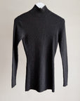 Charcoal Merino Wool Ribbed Knit Top - Hey Jude
