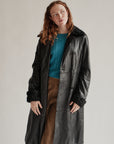 Black Lamb Leather with Fur Trench Coat - Hey Jude