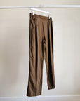 Chocolate Linen Straight Pants