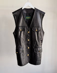 Black Leather Gold Embellished Vest