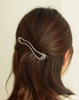 nar'sha | Long Silver Metal Hair Clip