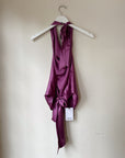 hijulez | Silk Draped Halter Top in Magenta