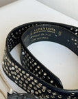 Black Italian Leather Studded Belt