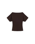 CUBIC - CUBIC Lyocell Blend Off-Shoulder Fitted Top: Brown / UN - Hey Jude