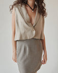 Taupe Cropped Blazer Vest