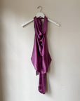 hijulez | Silk Draped Halter Top in Magenta