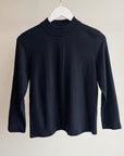 Navy Silk Knit Mockneck Sweater