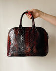 Burgundy Snakeskin Embossed Handbag - Hey Jude