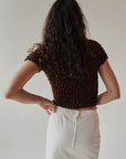 Chocolate Textured Cap Sleeve Top