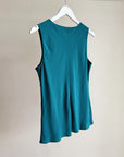 Teal Silk Ruffle Tank