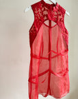 Red Embroidered Sheer Tunic