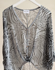 Smoke Sheer Silk Animal Print Top - Hey Jude