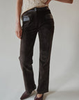 Chocolate Suede Equestrian-Style Pant