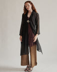 Black Sheer Silk + Cotton Robe
