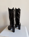 Onyx Leather Studded Western Boots | Size 7.5