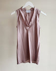 Mauve Silk Sleeveless Draped Top